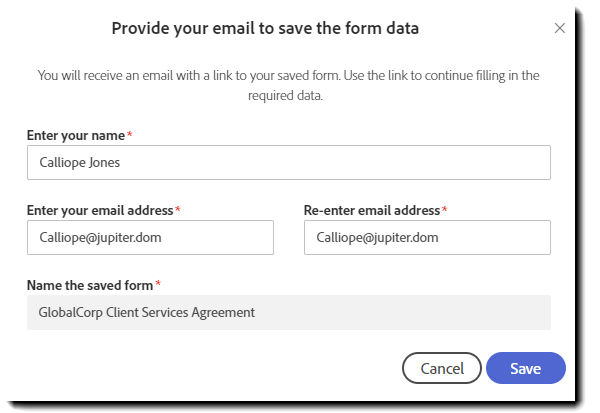 Provide the user specific information to identify the web form