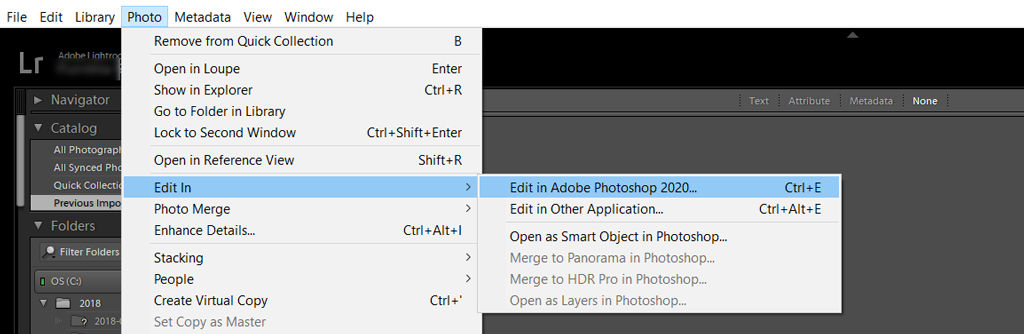 De Photoshop-functie Bewerken in in Lightroom Classic