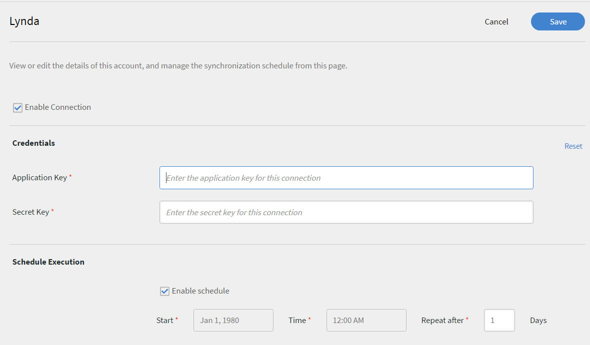 Configure the Lynda connector for Learning Manager