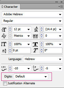 Digits type selection 