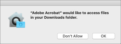 Mac Catalina permissions dialog