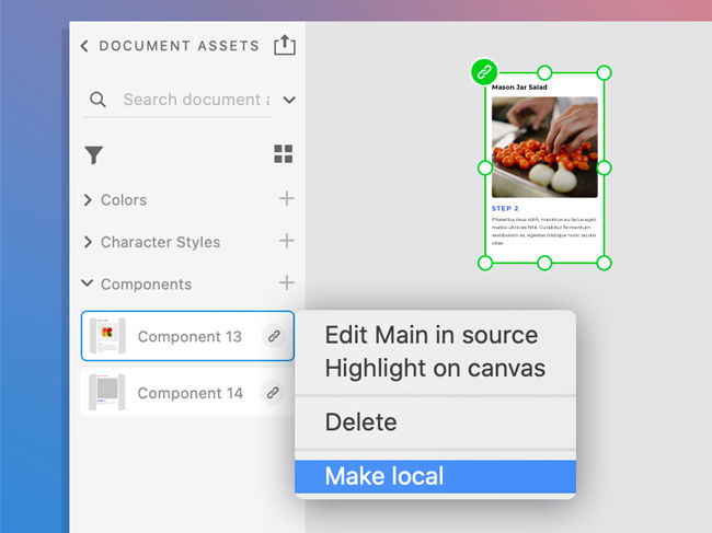 Convert linked assets to local assets