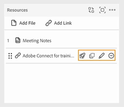 Managing links in the Resources pod