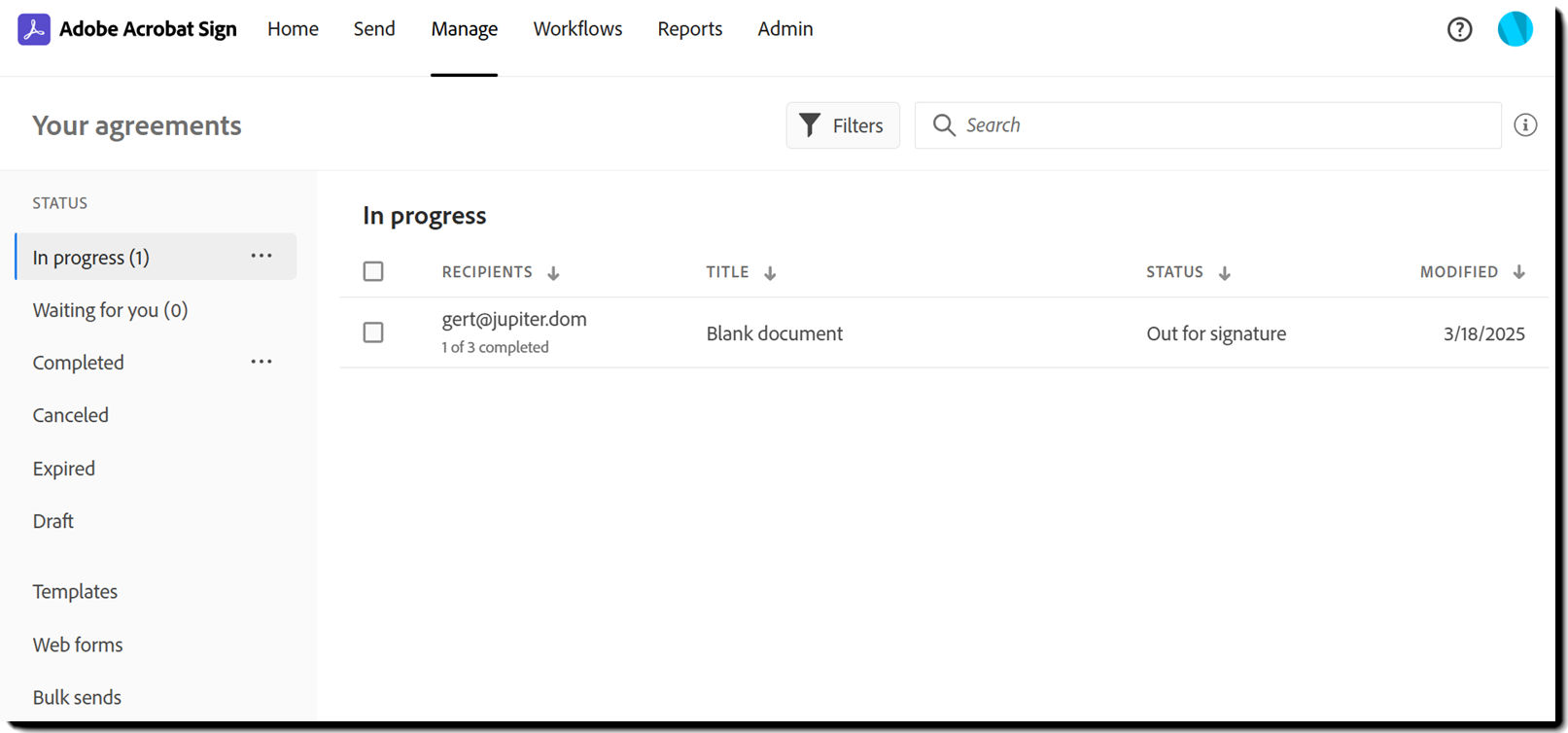 Manage page - In progress