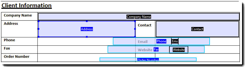 Fields with matching widths