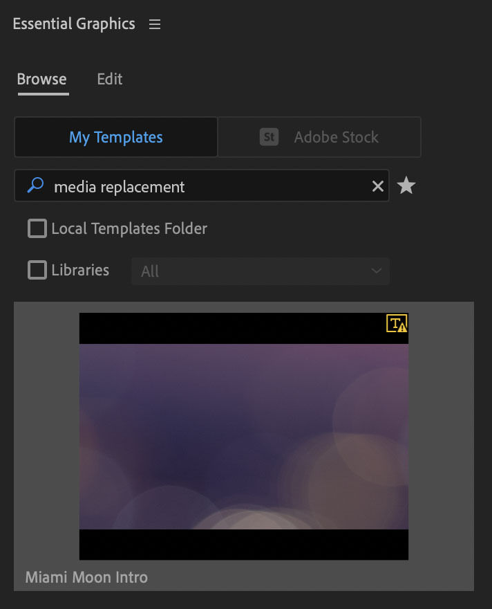 Searching for a Media replacement MOGRT
