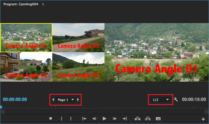 Program Monitor for a multi-camera sequence