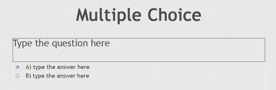 Multiple choice question placeholder