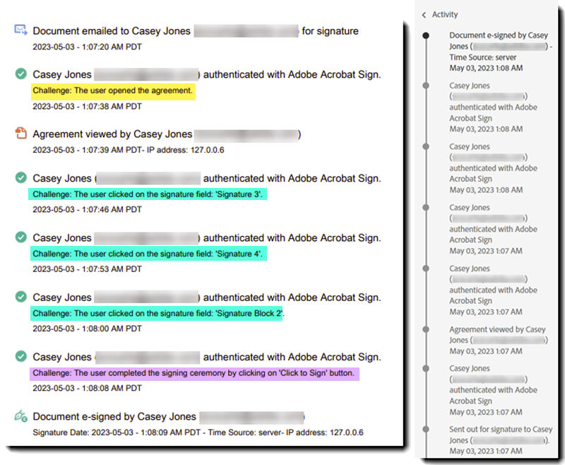 Additional logging of authentication events in teh audit log and Activity panel