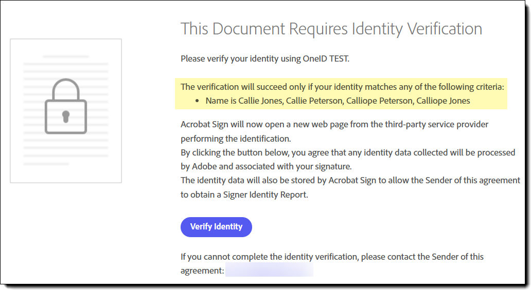 The ID check page when the Name check policy is enabled and multiple names have been provided.