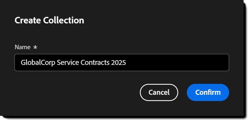 enter a name for the Collection