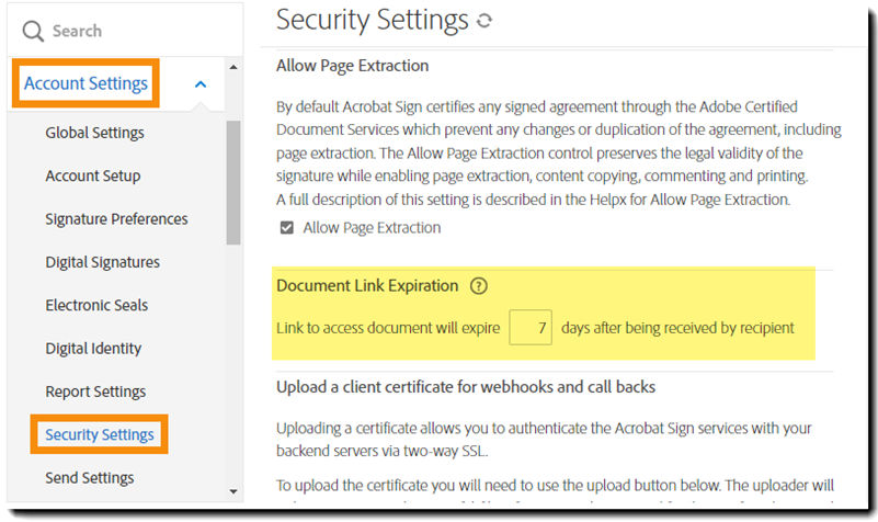 Controls to configure the expiration time for public URLs