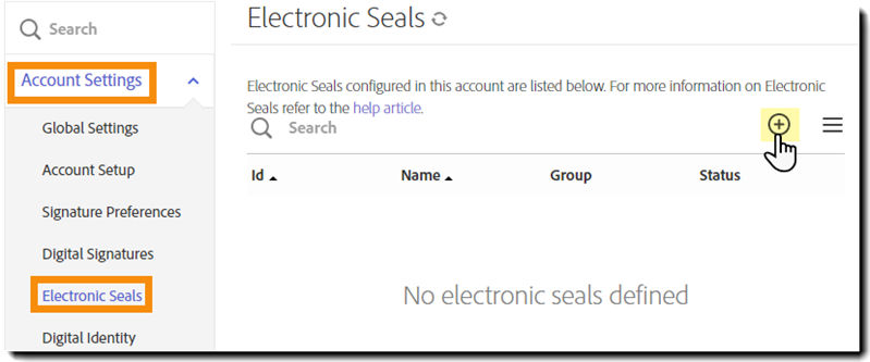 Create a new Electronic Seal