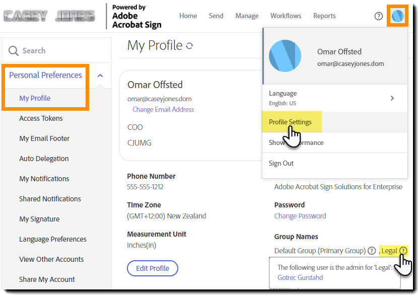 Find your admin in Adobe Sign