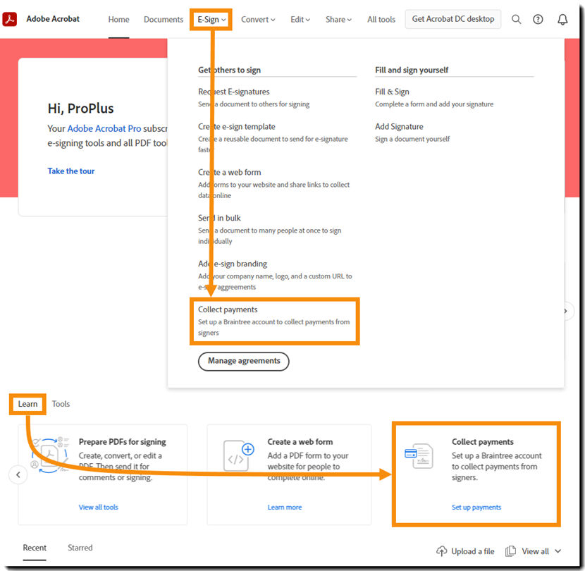 Navigate to the payment menu