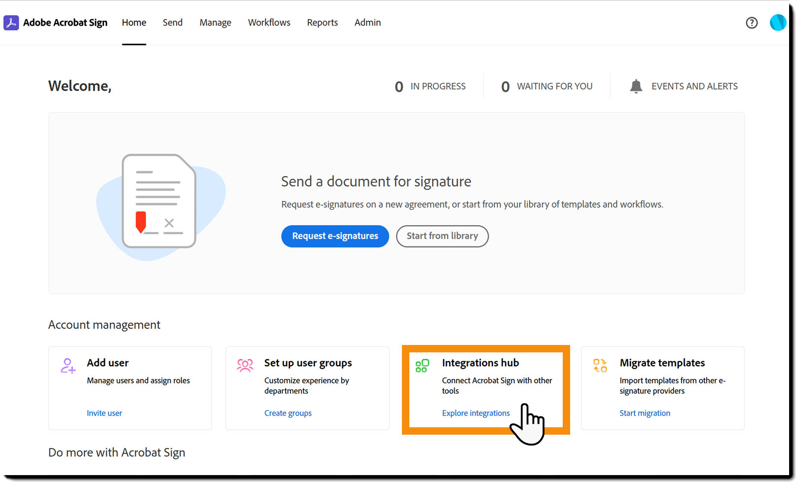 Navigate to the Integrations Tile.