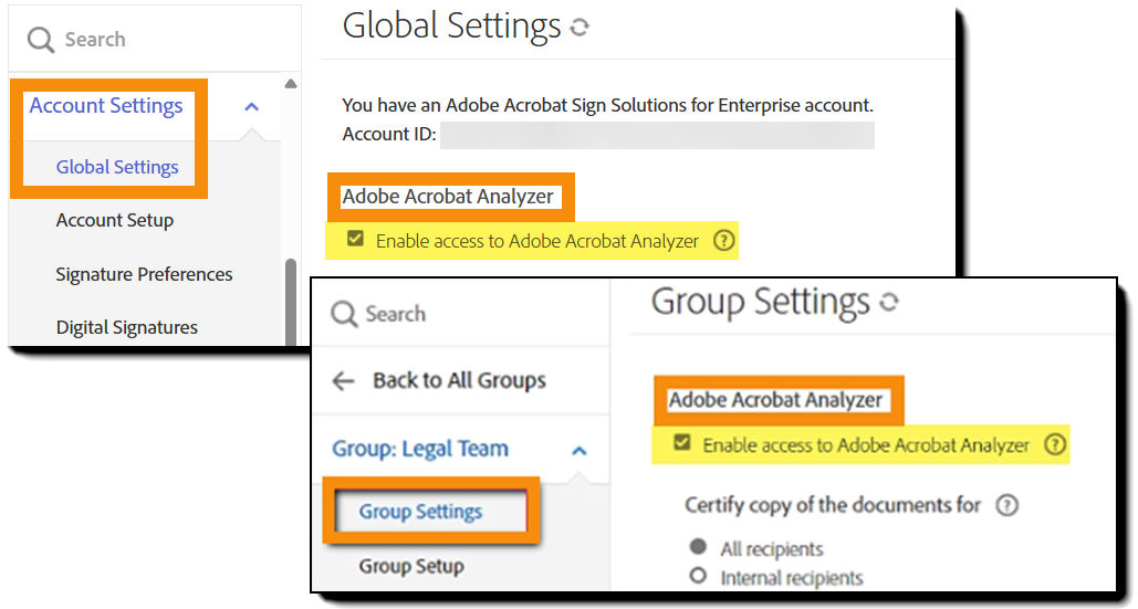 The Global Settings page with the Cascade option highlighted.