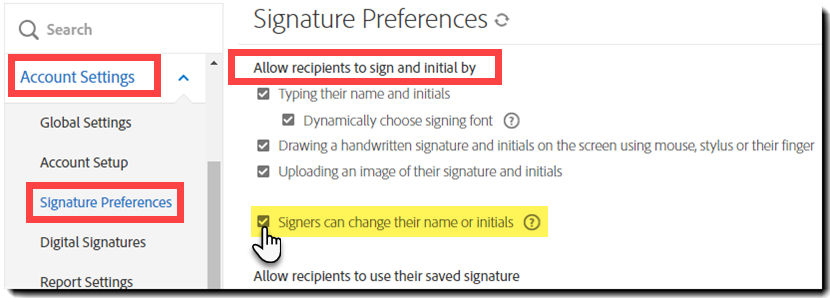 Allow recipients to edit their name