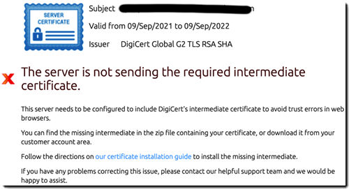 Missing intermediate certificates