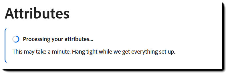 The processing message while the upload completes.
