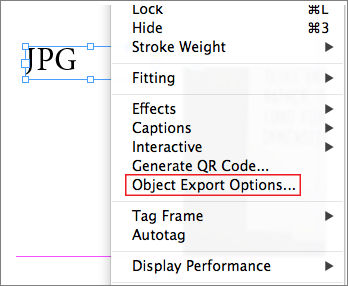Object export option available in context menu