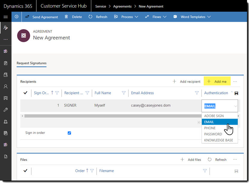 New Agreement page layout