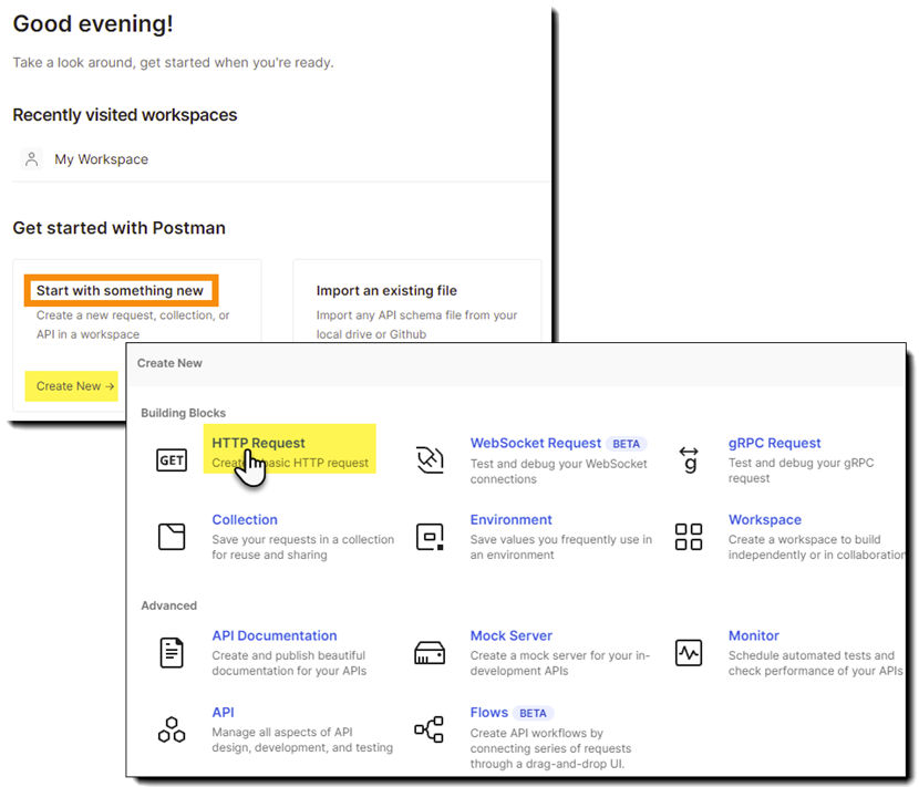 Open POSTMAN and create a new HTTP Request