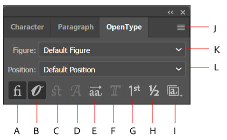 OpenType panel