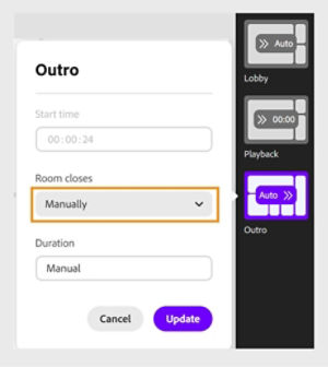 Modifies the webinar end time