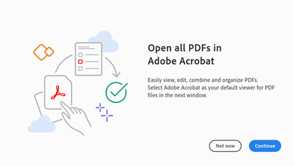 Set Acrobat as the default application  card