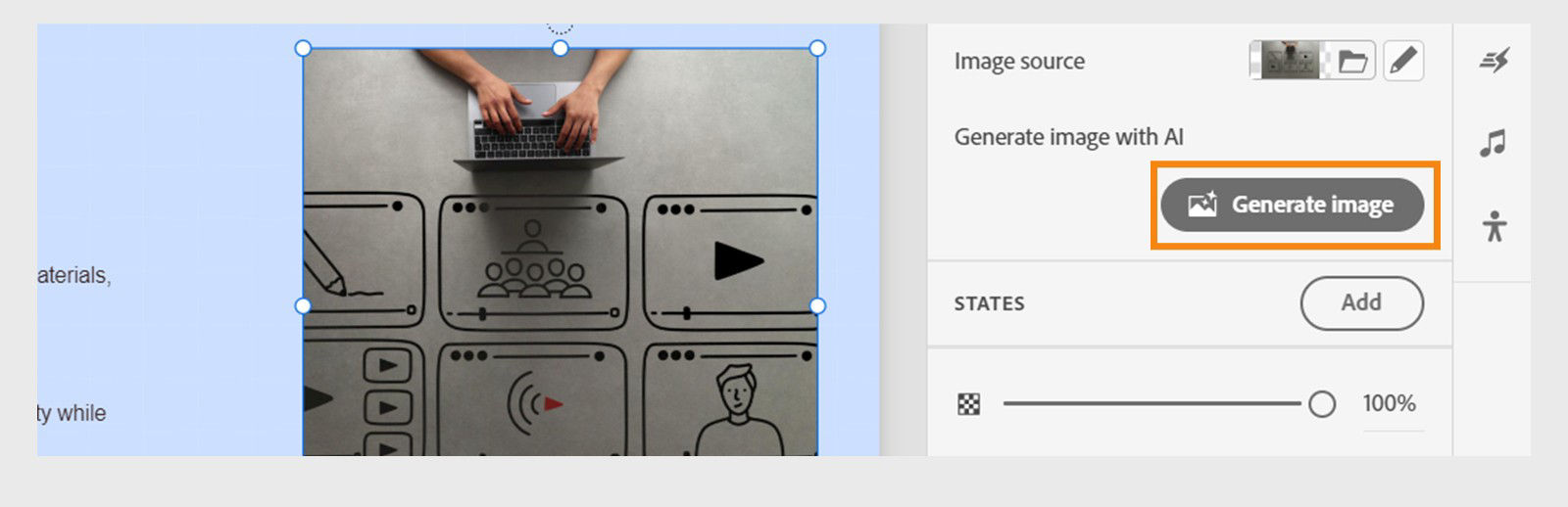 Generate images on imported slides using AI