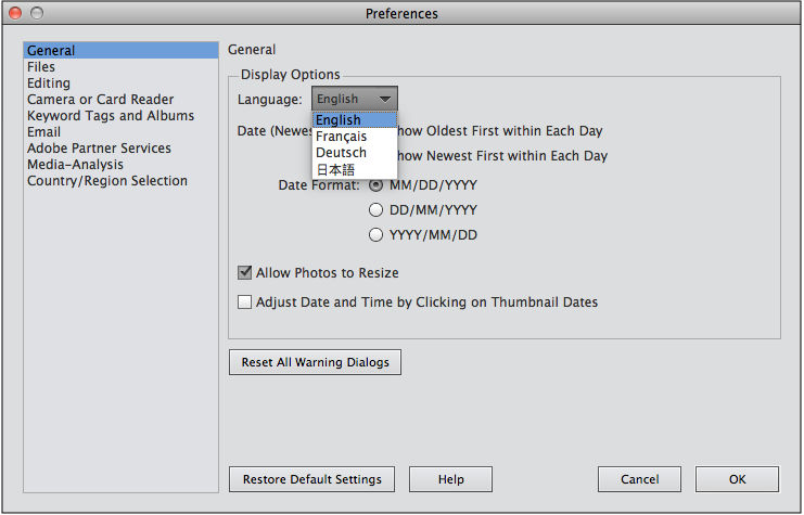 language in photoshop elements