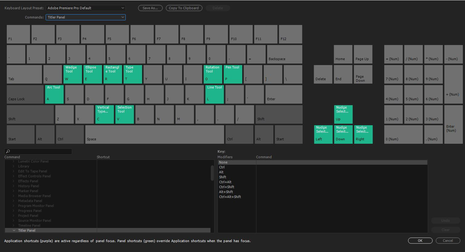 Keyboard shortcuts in Premiere Pro