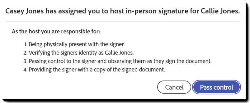 The admonishment to remind hosts to verify the signer and witness the signature.