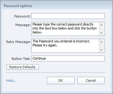 Password options dialog