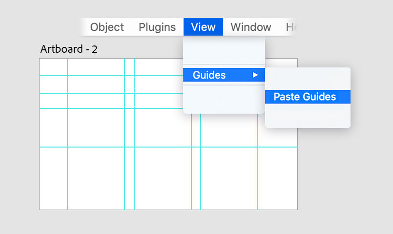 Paste guides within an artboard