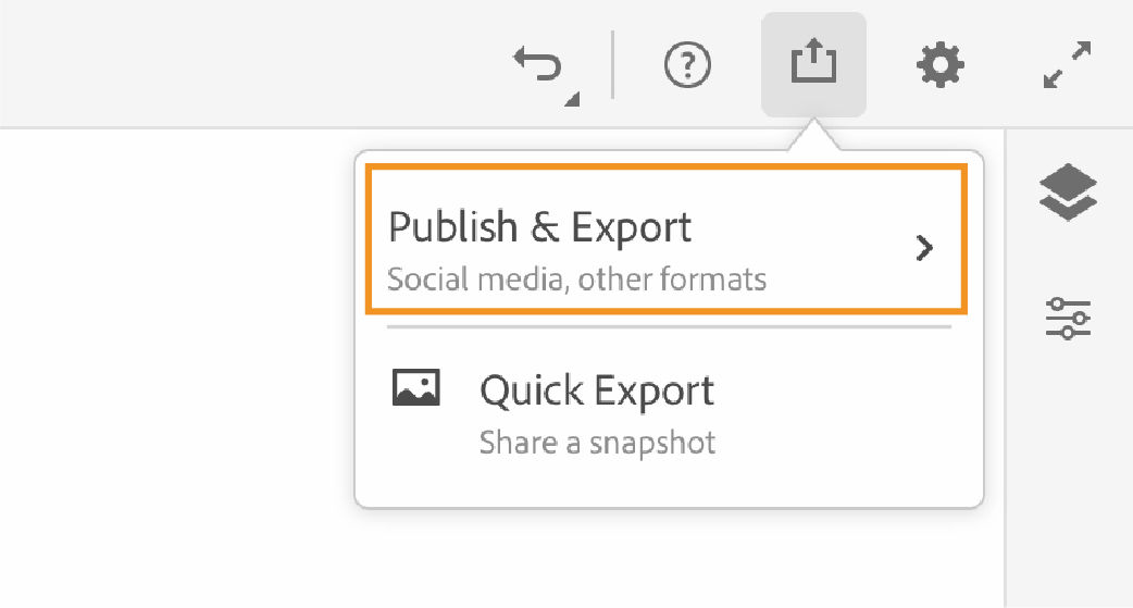 Publish and Export option