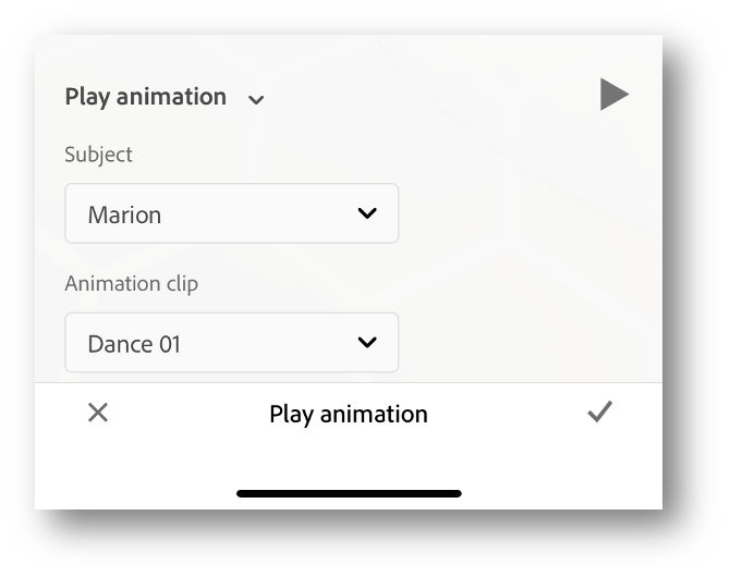 Play animation menu