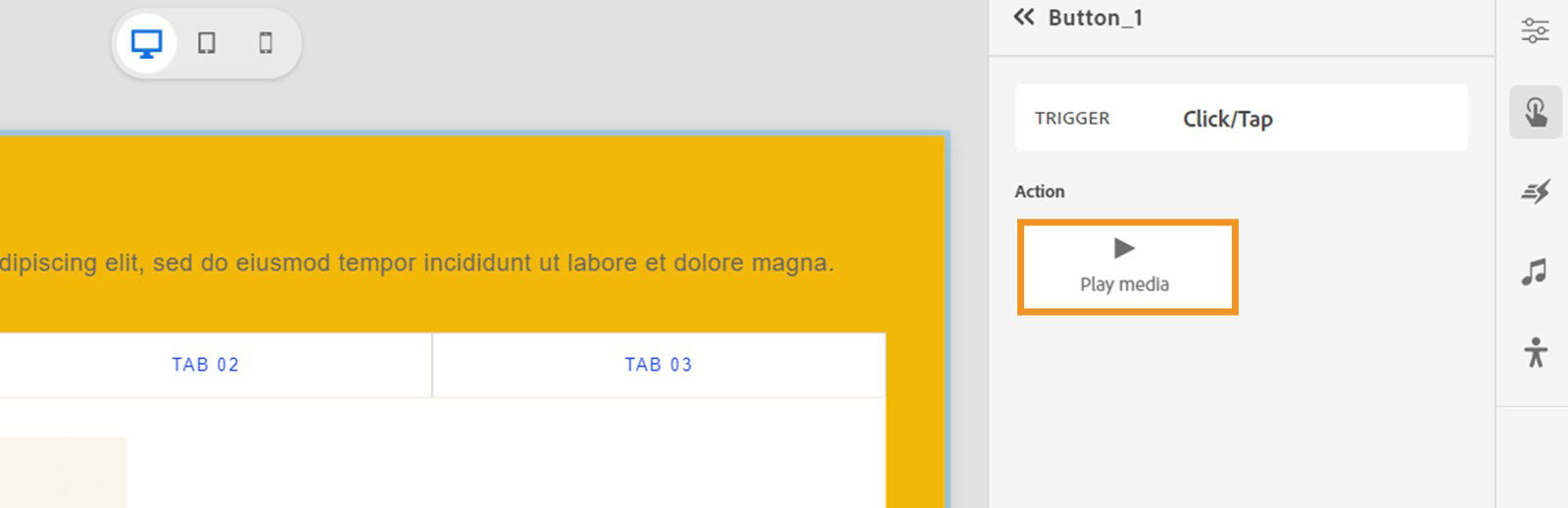 Select Play media under Actions