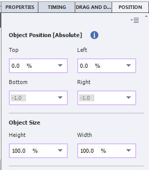 Position properties for background image