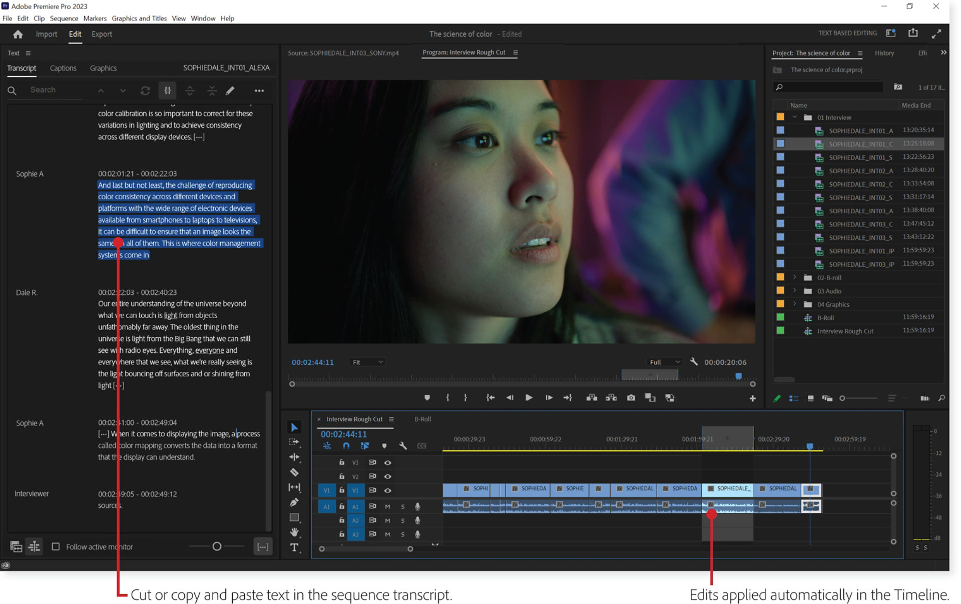 Overview of the Text-Based Editing workflow in Premiere Pro