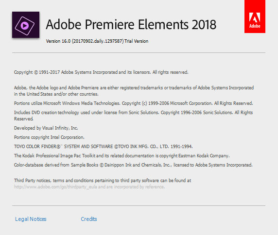 Premiere Elements 2018 Product Version