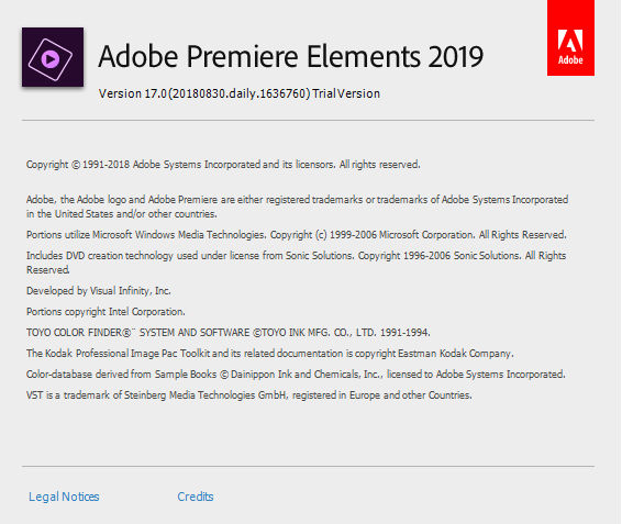 Premiere Elements 2019 Product Version