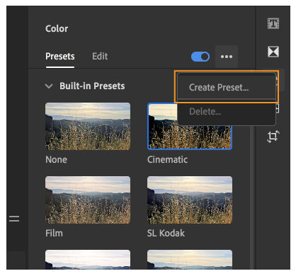 Creating your custom color presets