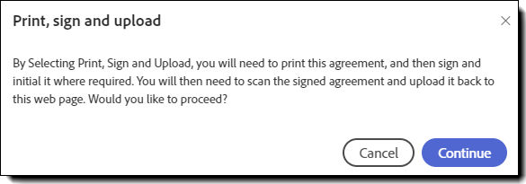 The challenge issues to confirm the change to a print, sign, and upload solution.