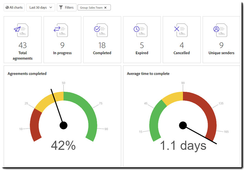 Displayed report with filters