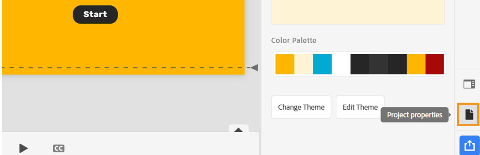 Select Project properties from the bottom right corner