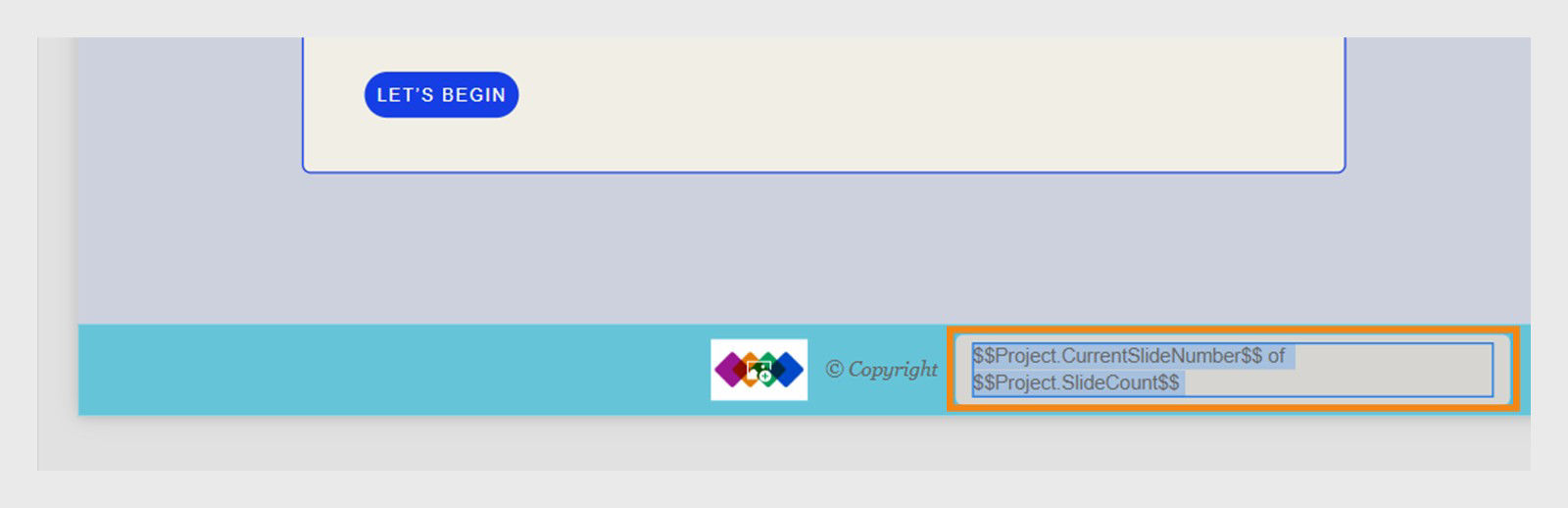 Example of project slide count variable