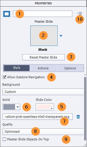 Properties tab