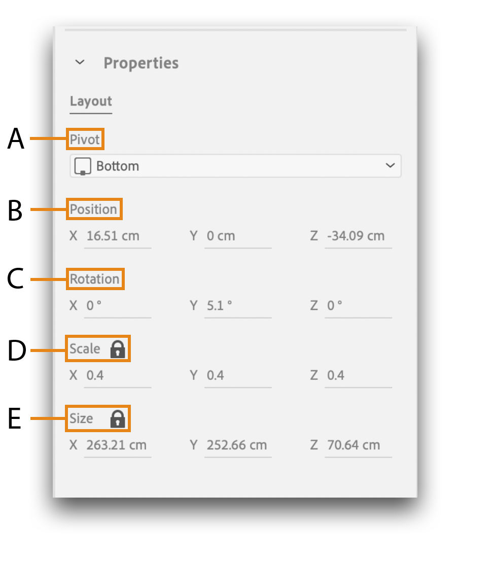 Properties panel